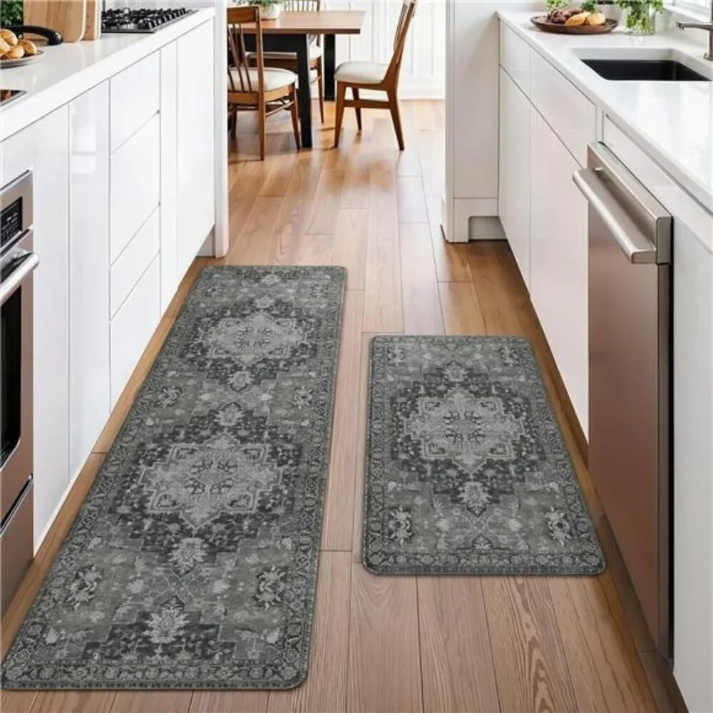 GENIMO Anti Fatigue Kitchen Mats Set of 2 Non Slip Waterproof Cushioned Rugs